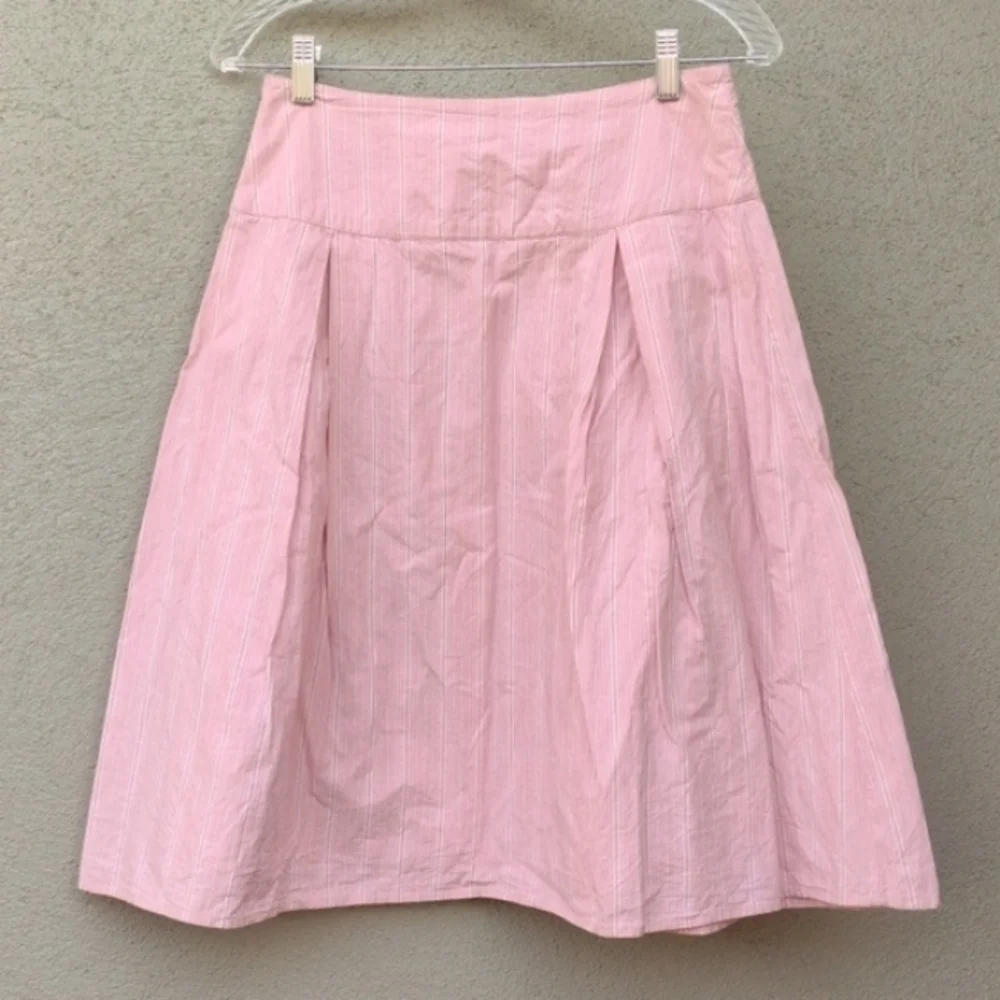 Merona Pink Knee-Length Striped Embroidered A-Line Skirt 4 - Picture 2 of 8